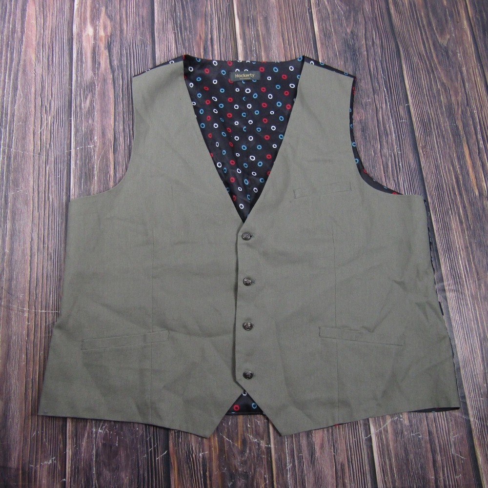 Suit Vest Hockerty Mens XL Green Polka Dot 2 Piece Belted Formal Wedding